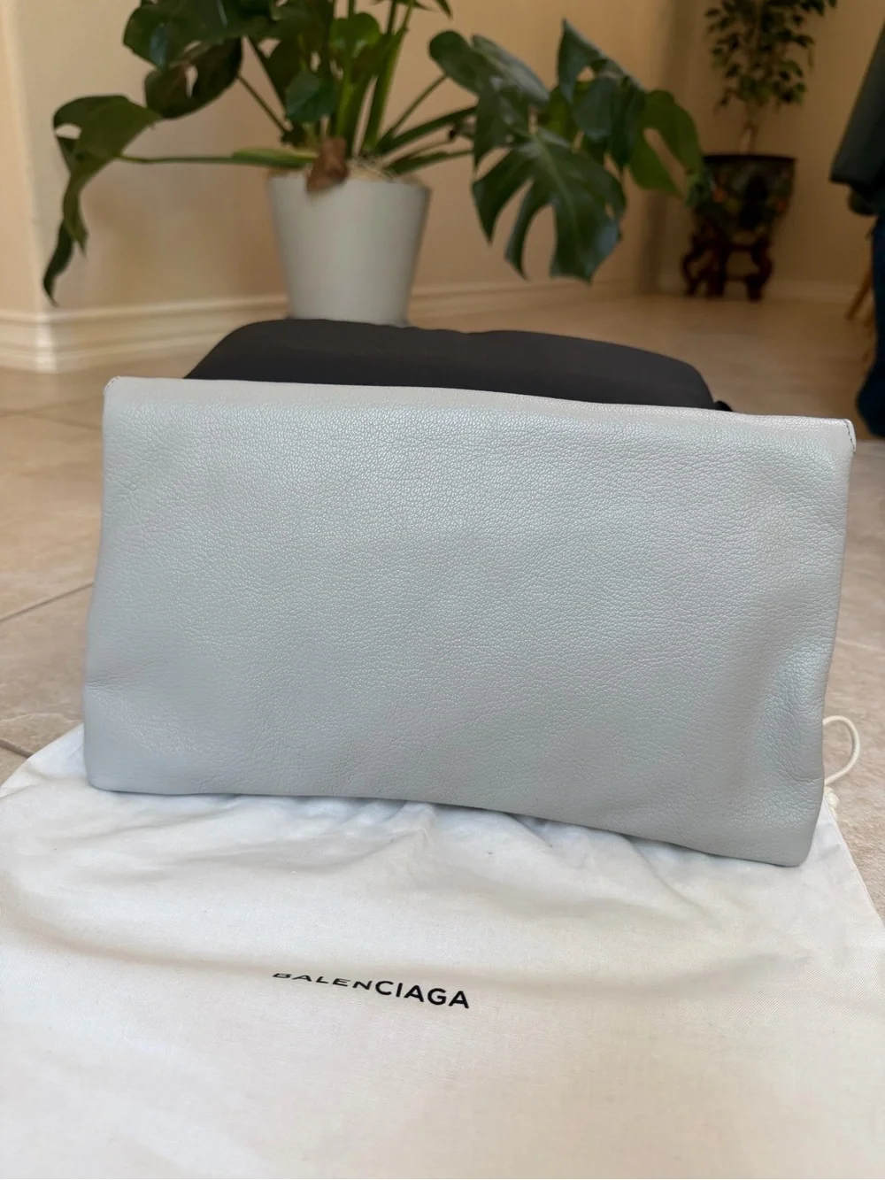 Balenciaga Metal Edge City Envelope Clutch in Gris Perle